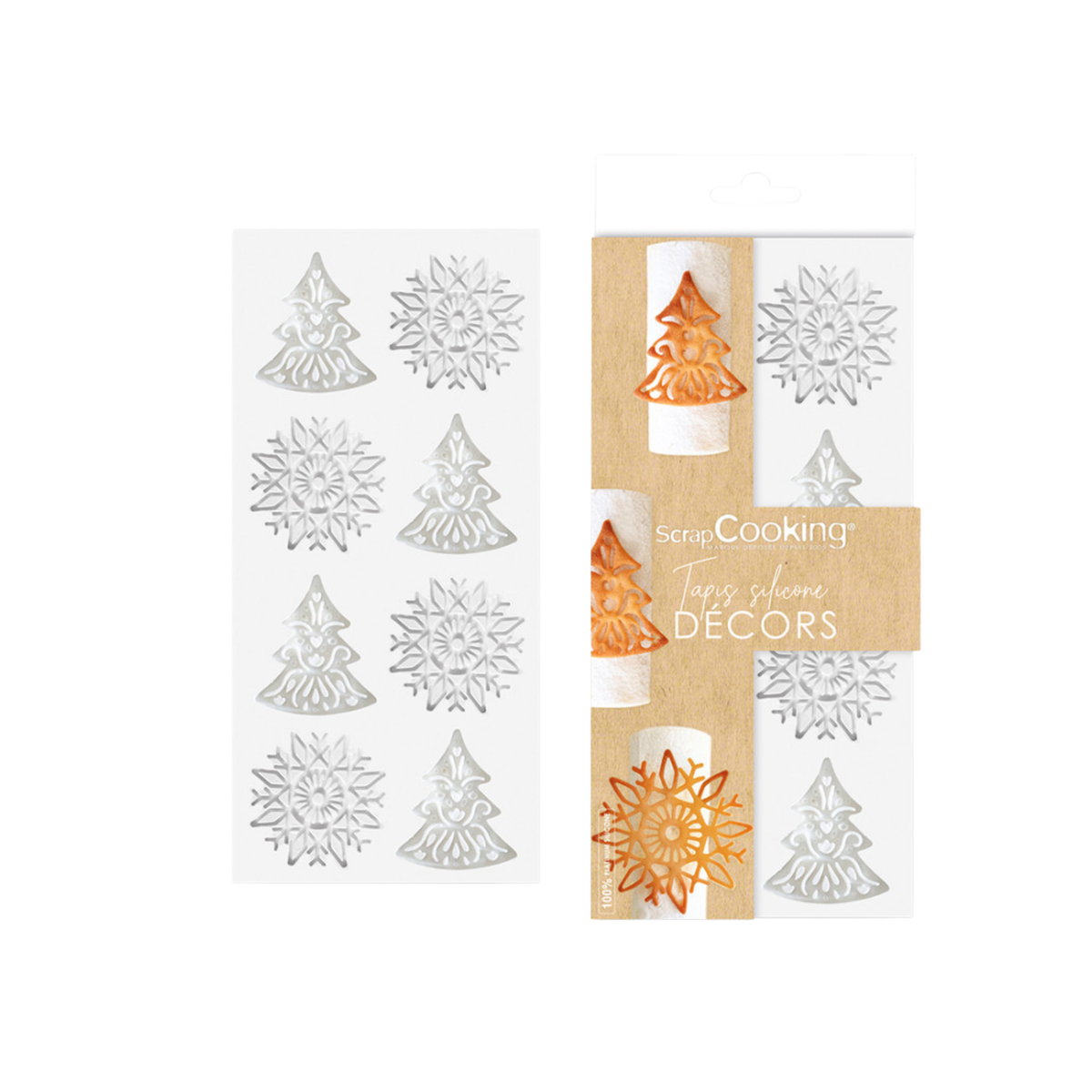 Tapis silicone ScrapCooking pour décors de Noël sapins et flocons de neige