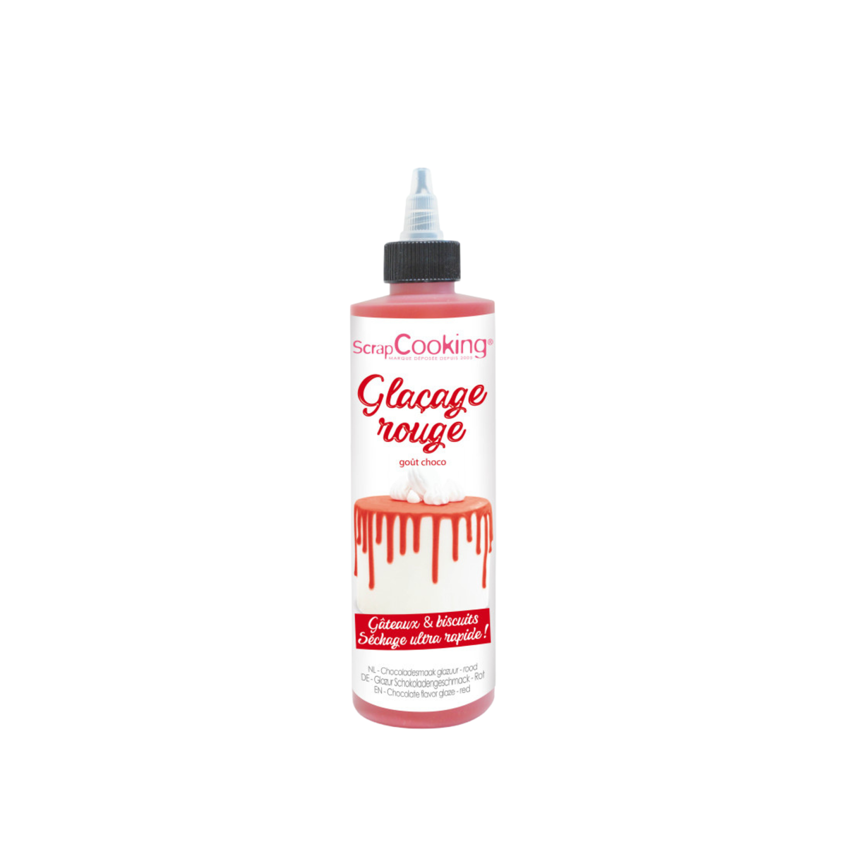 Glaçage rouge goût chocolat ScrapCooking pour gâteaux et biscuits