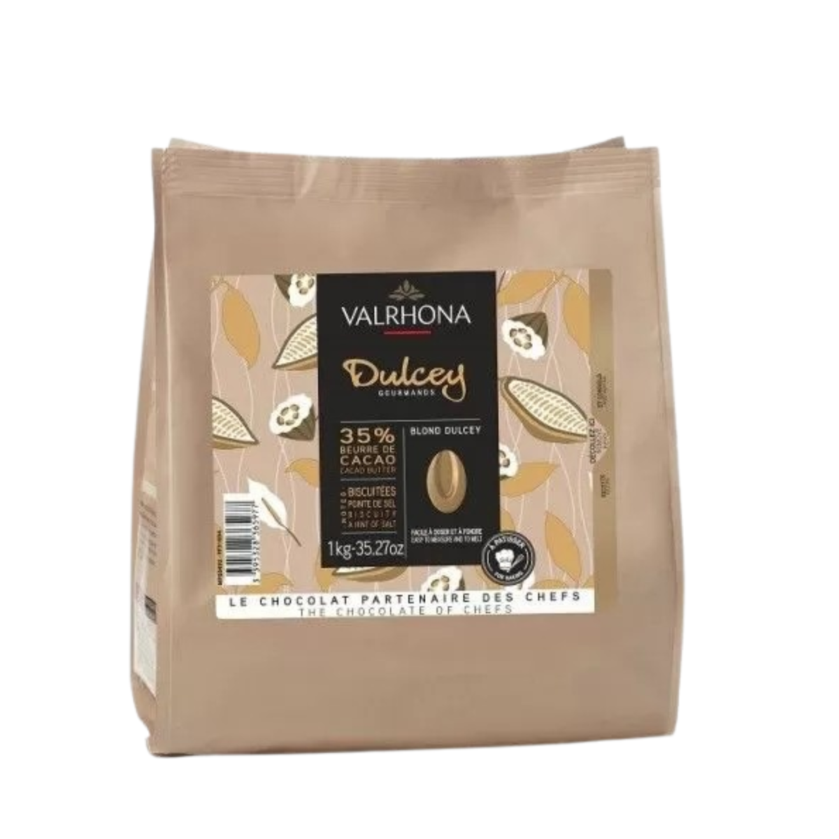 Valrhona Dulcey – Chocolat blond 35 % beurre de cacao 1 kg
