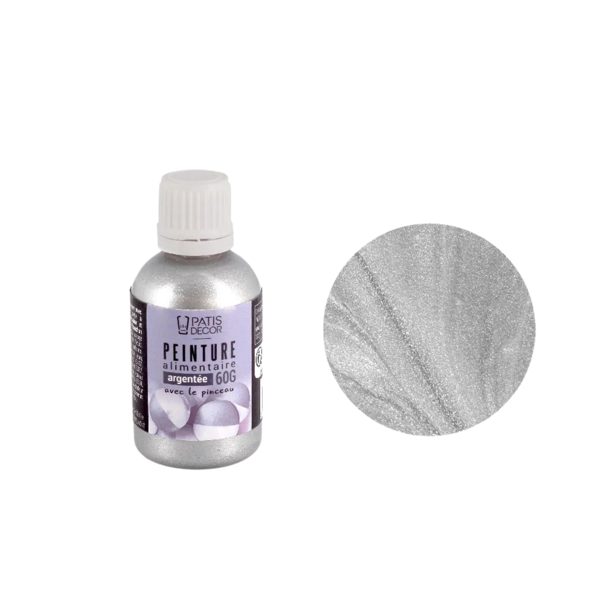 Peinture alimentaire argentée Patisdécor 60 g