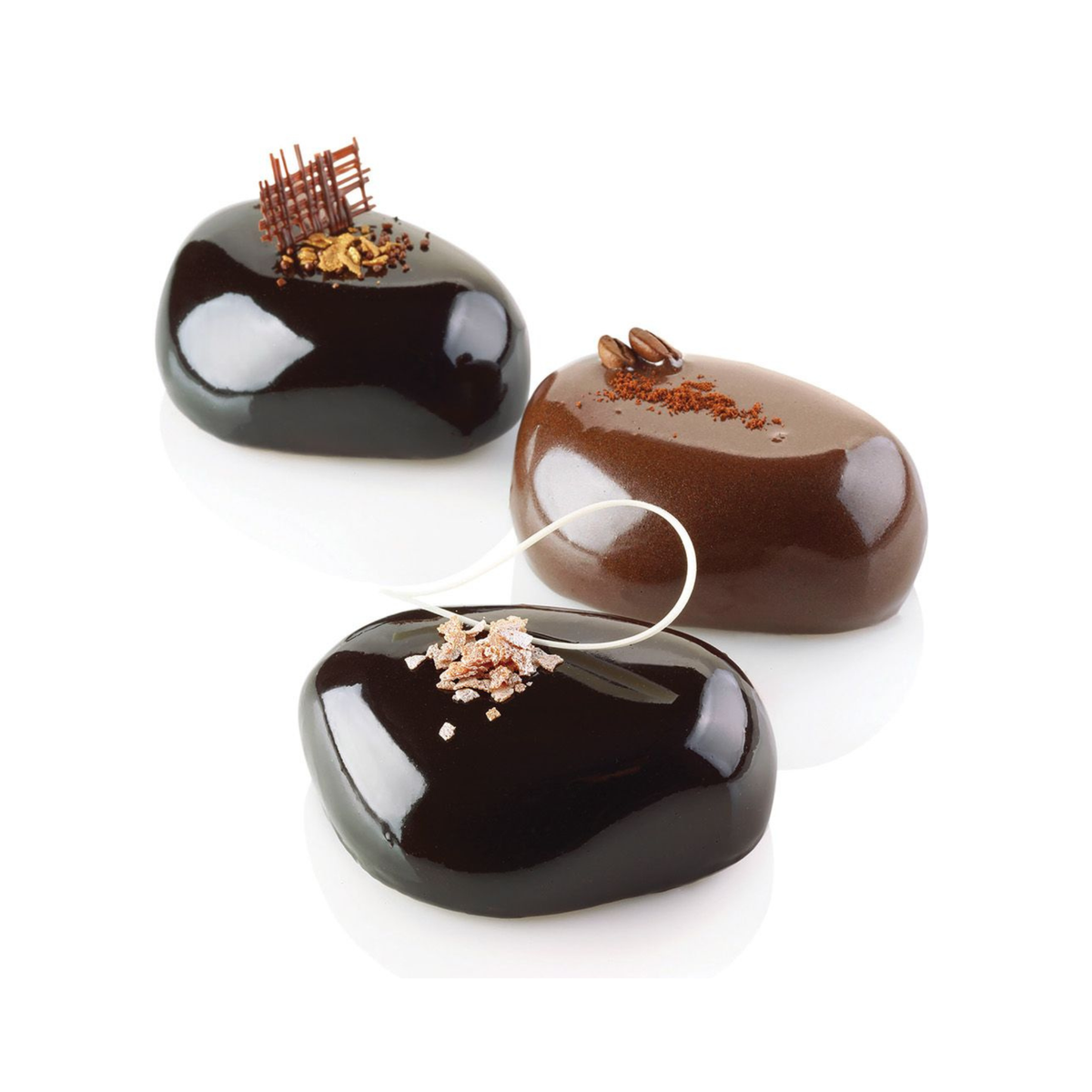 Entremets individuels Zen 100 avec glaçage miroir au chocolat