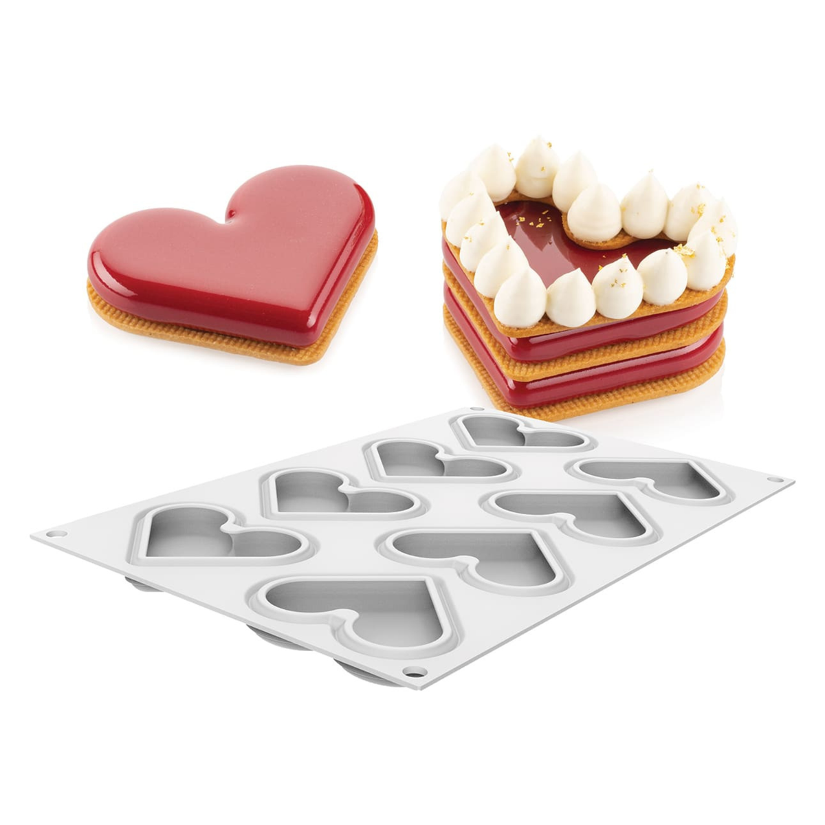 Moule en silicone 8 cœurs et entremets cœur
