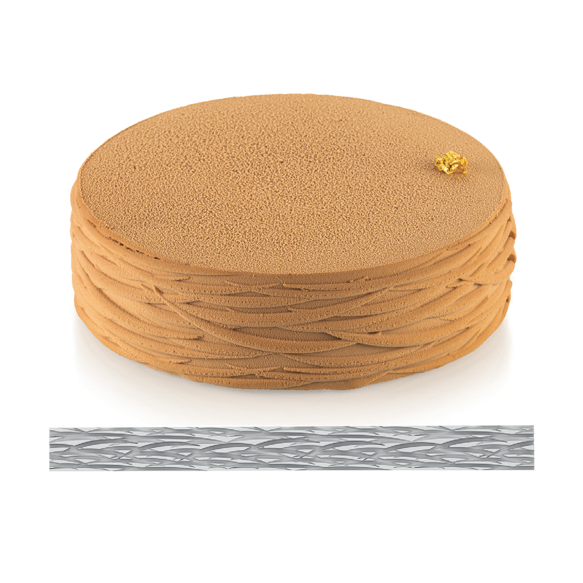 Exemple de réalisation – entremets rond avec décor texturé effet écorce