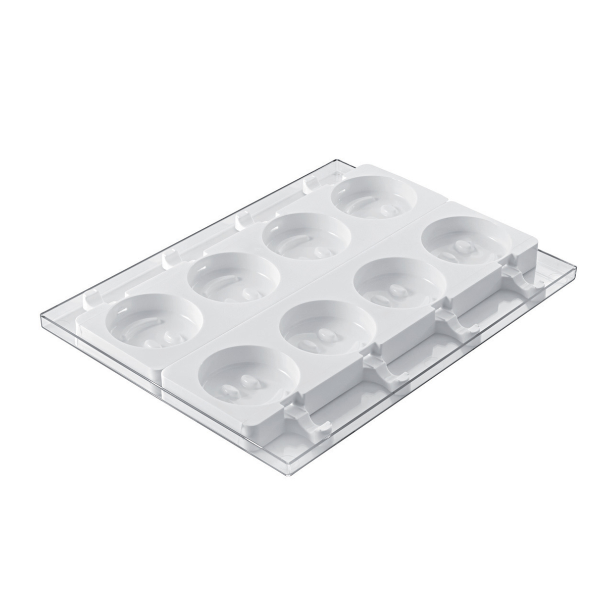 Moule à esquimaux blanc avec 8 empreintes rondes visage
