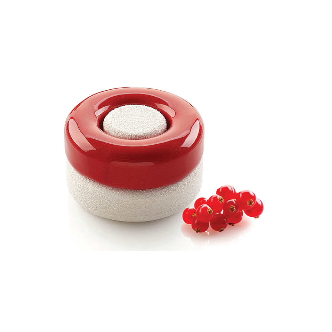 Entremets individuel anneau rouge et blanc