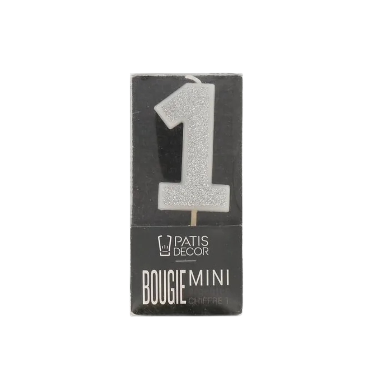 bougie chiffre 1 argentée pailletée Patisdecor à planter sur un gâteau d’anniversaire
