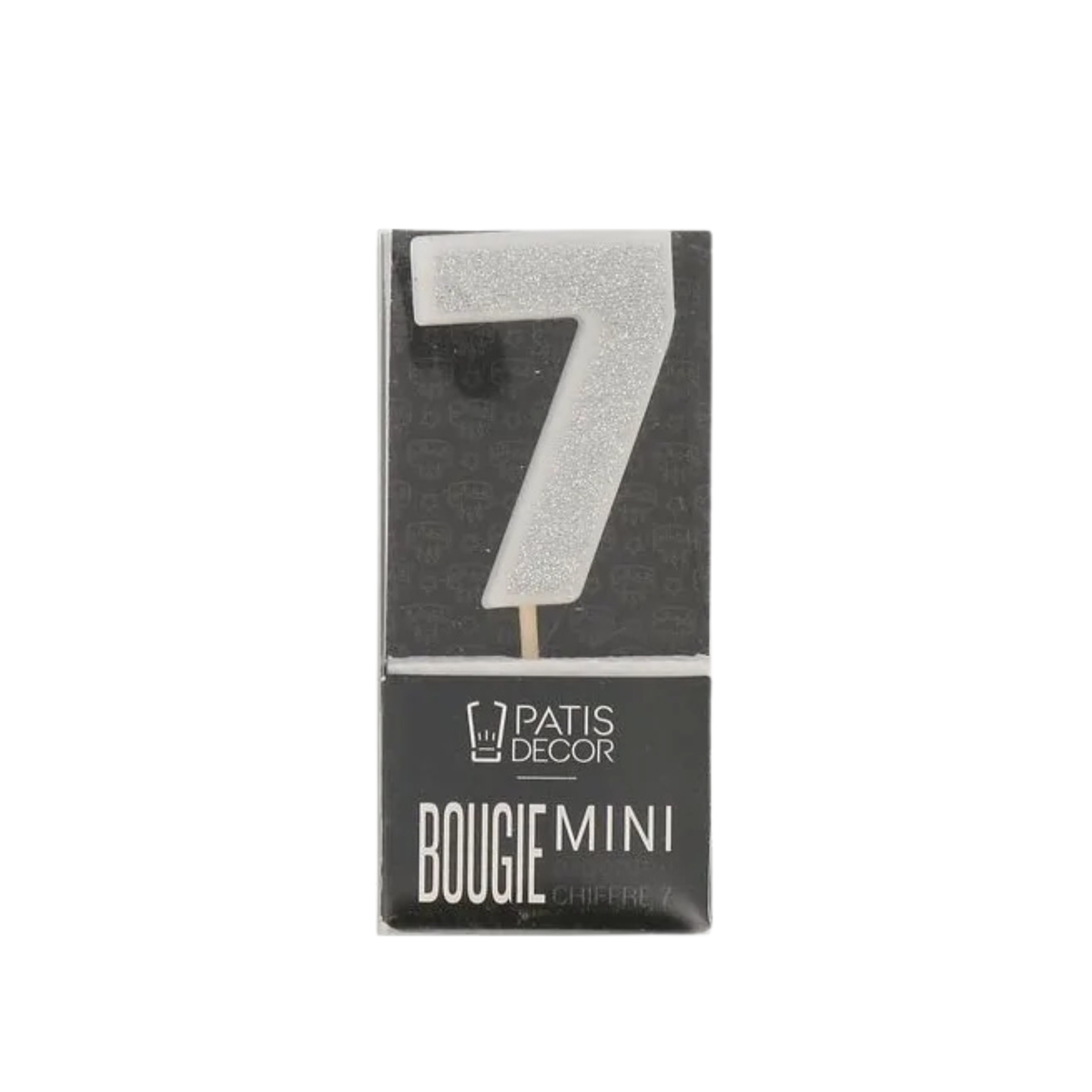bougie chiffre 7 argentée pailletée Patisdecor à planter sur un gâteau d’anniversaire