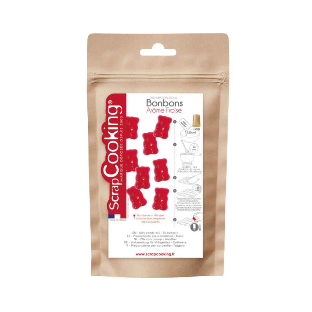 Préparation ScrapCooking rouge pour bonbons gélifiés arôme fraise
