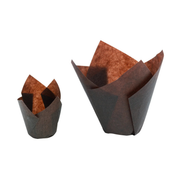 Caissettes tulipe marron pour muffins en deux tailles