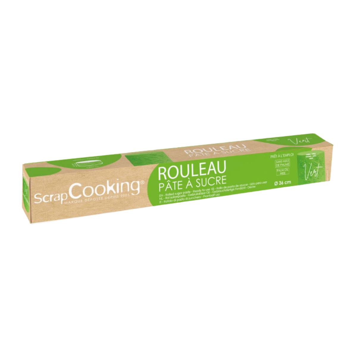 boite de rouleau de pâte à sucre vert