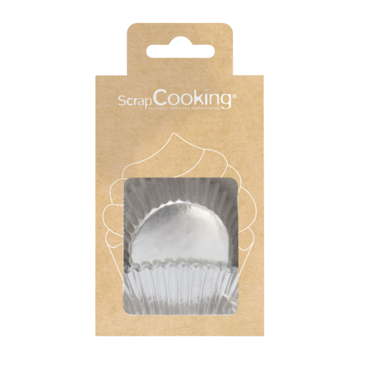 Emballage ScrapCooking de caissettes à cupcakes argentées métallisées