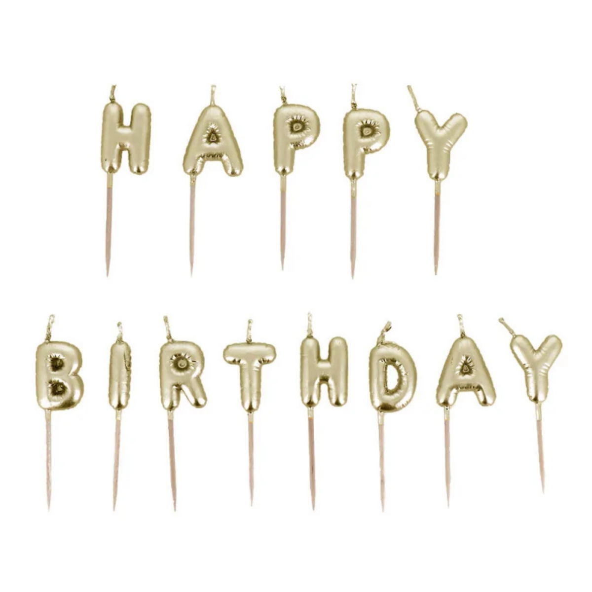 Bougies à piquer « Happy Birthday » dorées – lettres pour gâteau d’anniversaire