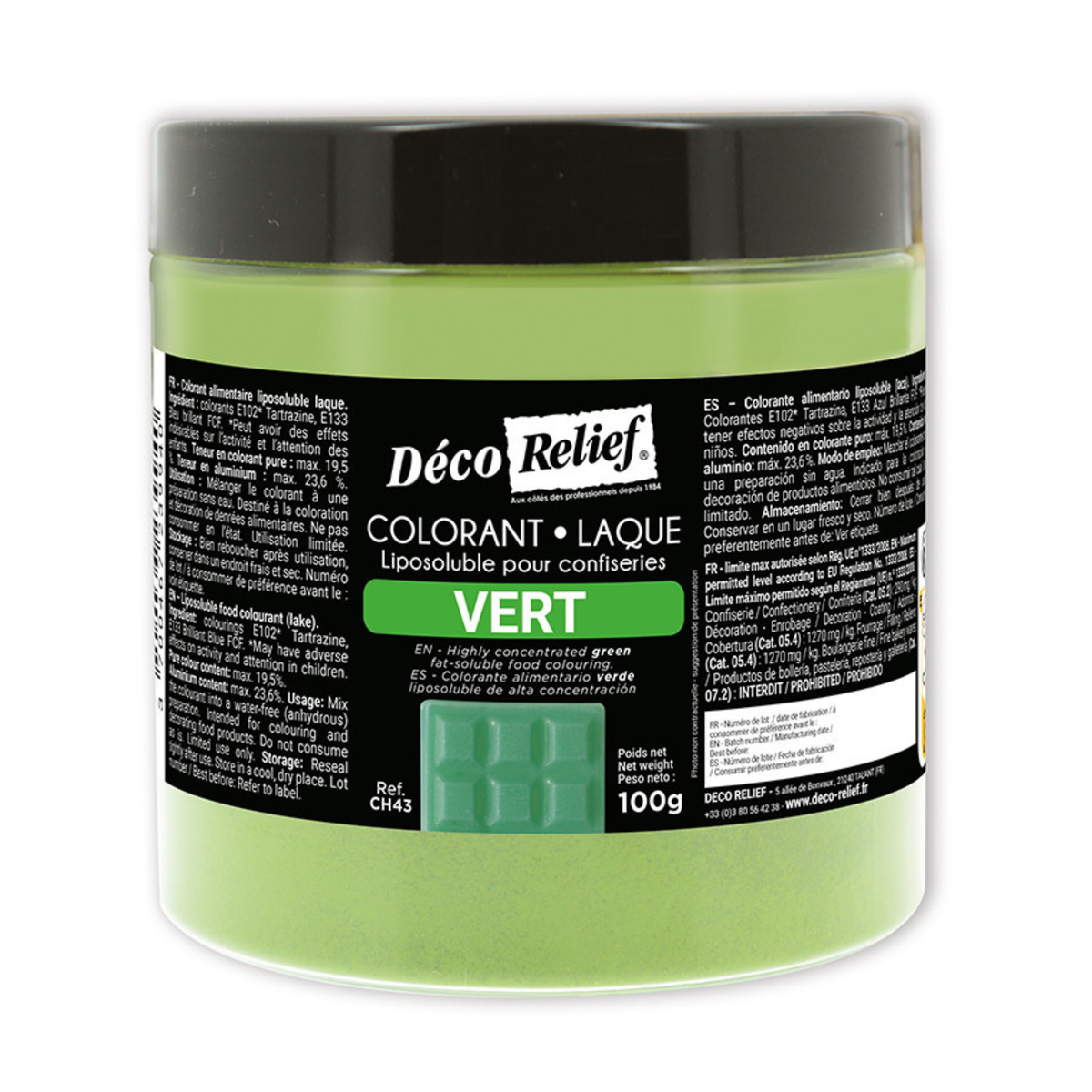 pot de colorant alimentaire Liposoluble Laque en poudre vert