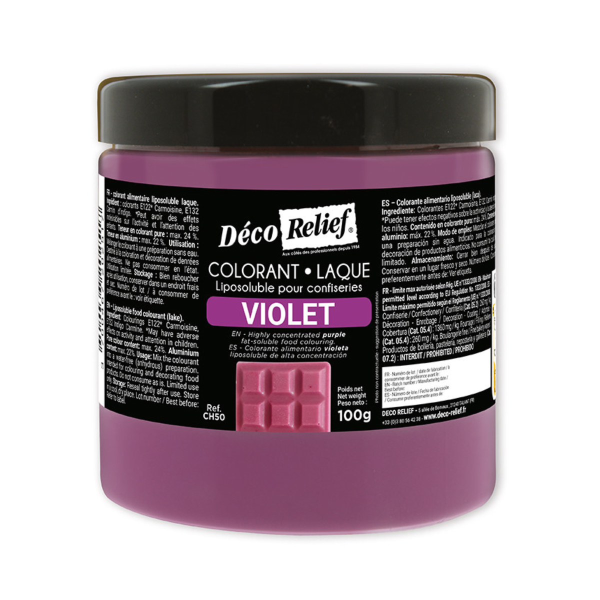 pot de colorant alimentaire Liposoluble Laque en poudre violet