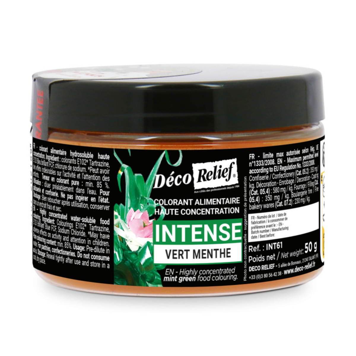 pot de colorant alimentaire Hydrosoluble Intense en poudre vert menthe