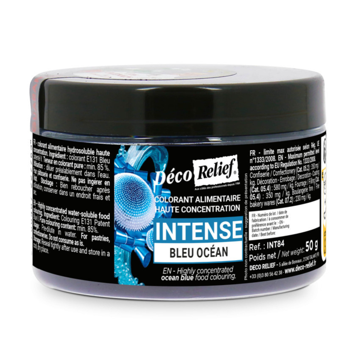 pot de colorant alimentaire Hydrosoluble Intense en poudre bleu océan