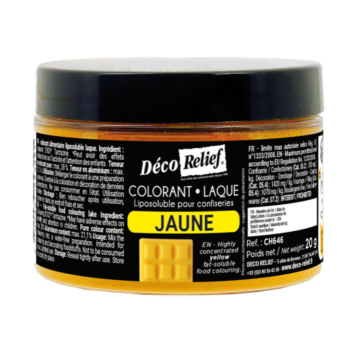 pot de colorant alimentaire Liposoluble Laque en poudre jaune
