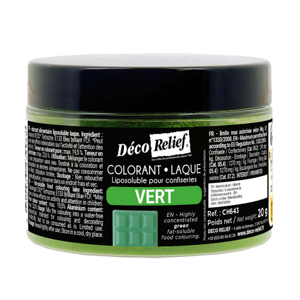 pot de colorant alimentaire Liposoluble Laque en poudre vert