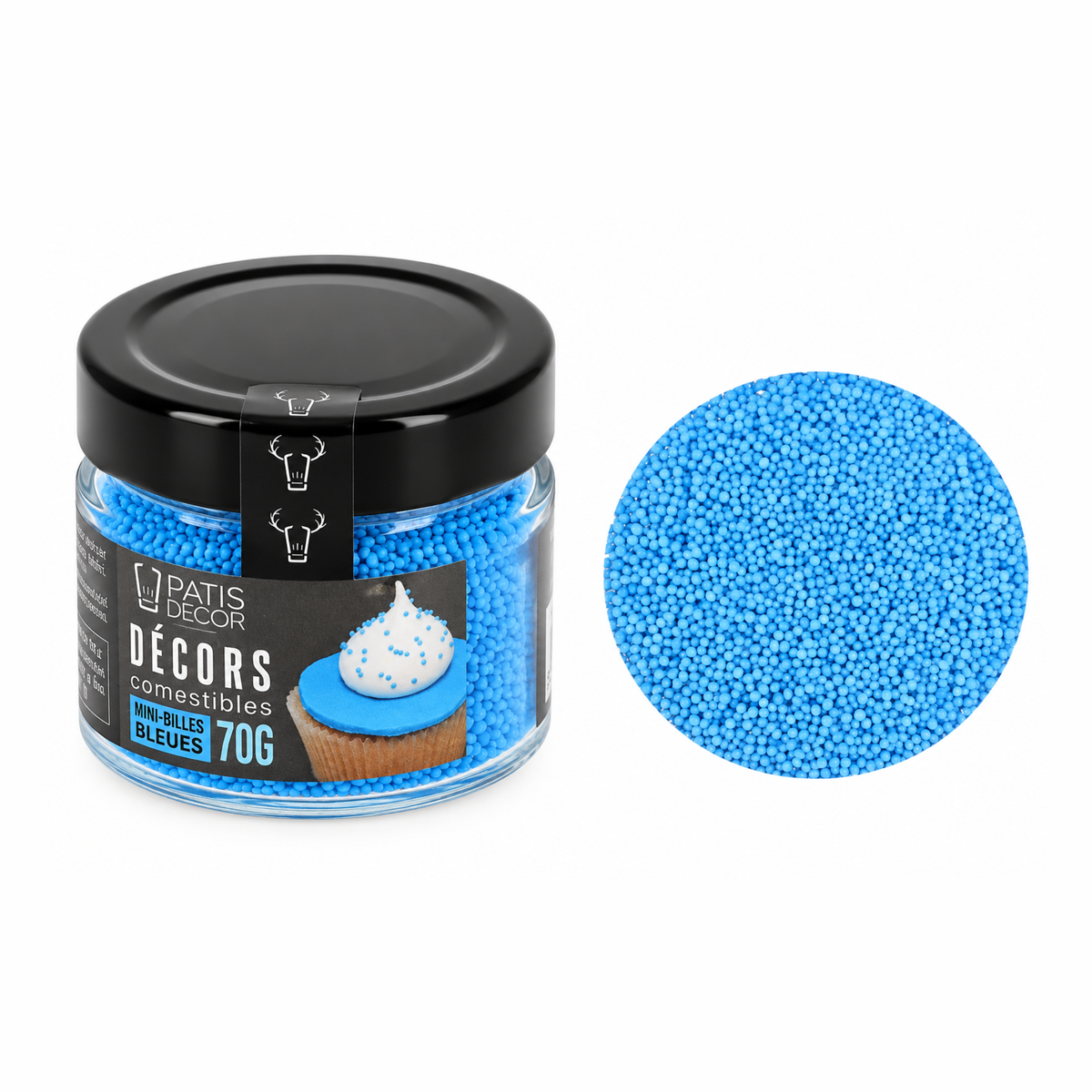 Pot de Mini-billes bleues comestibles 70 g PatisDécor 