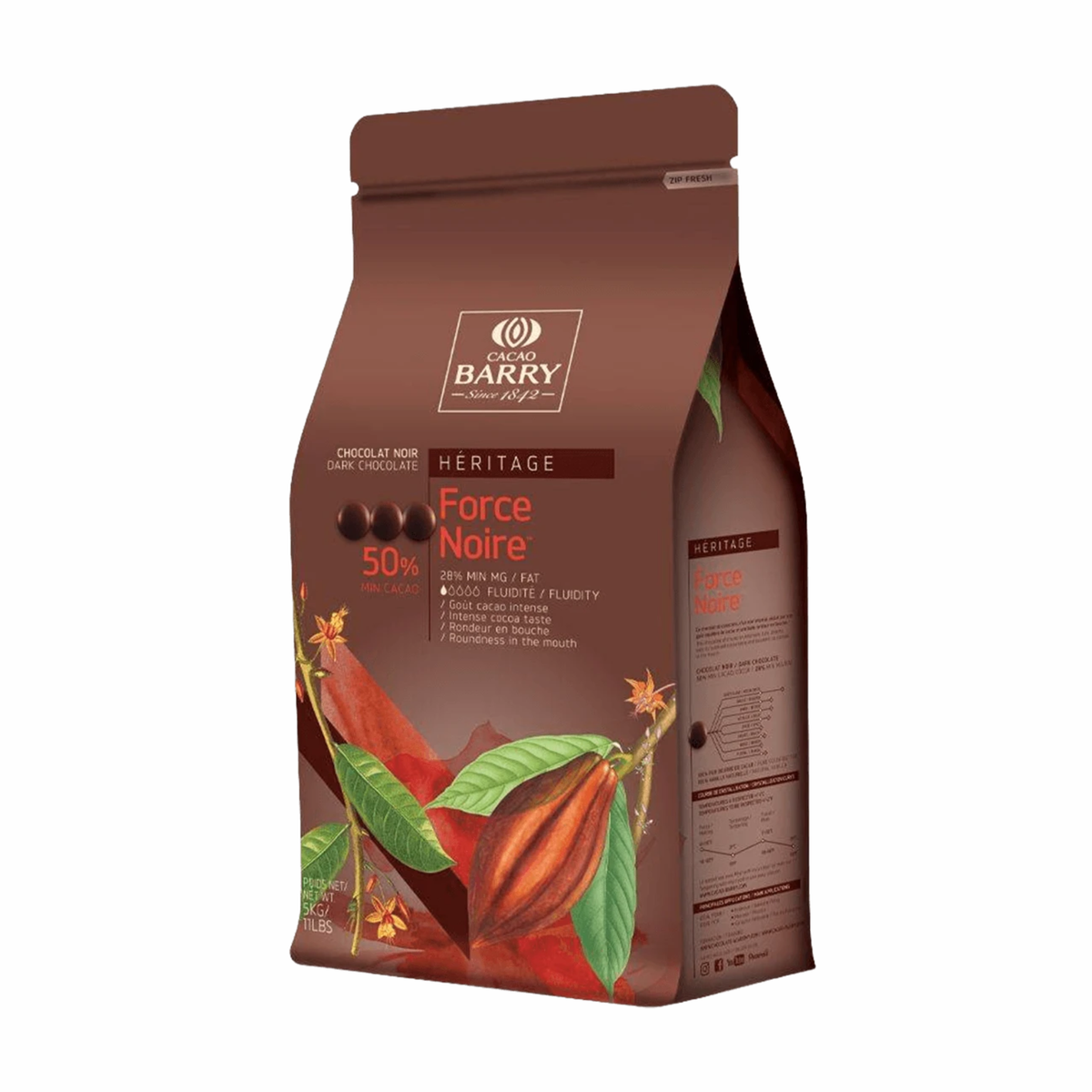Cacao Barry - Chocolat Noir Force Noire 50 % en Pistoles