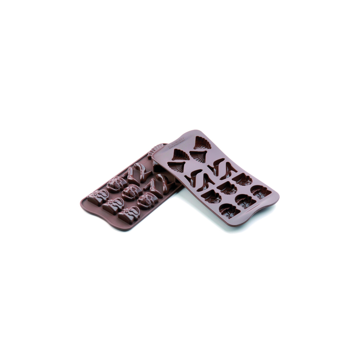 Moule en silicone pour chocolats de Noël – 12 empreintes sapins, bottes et cadeaux
