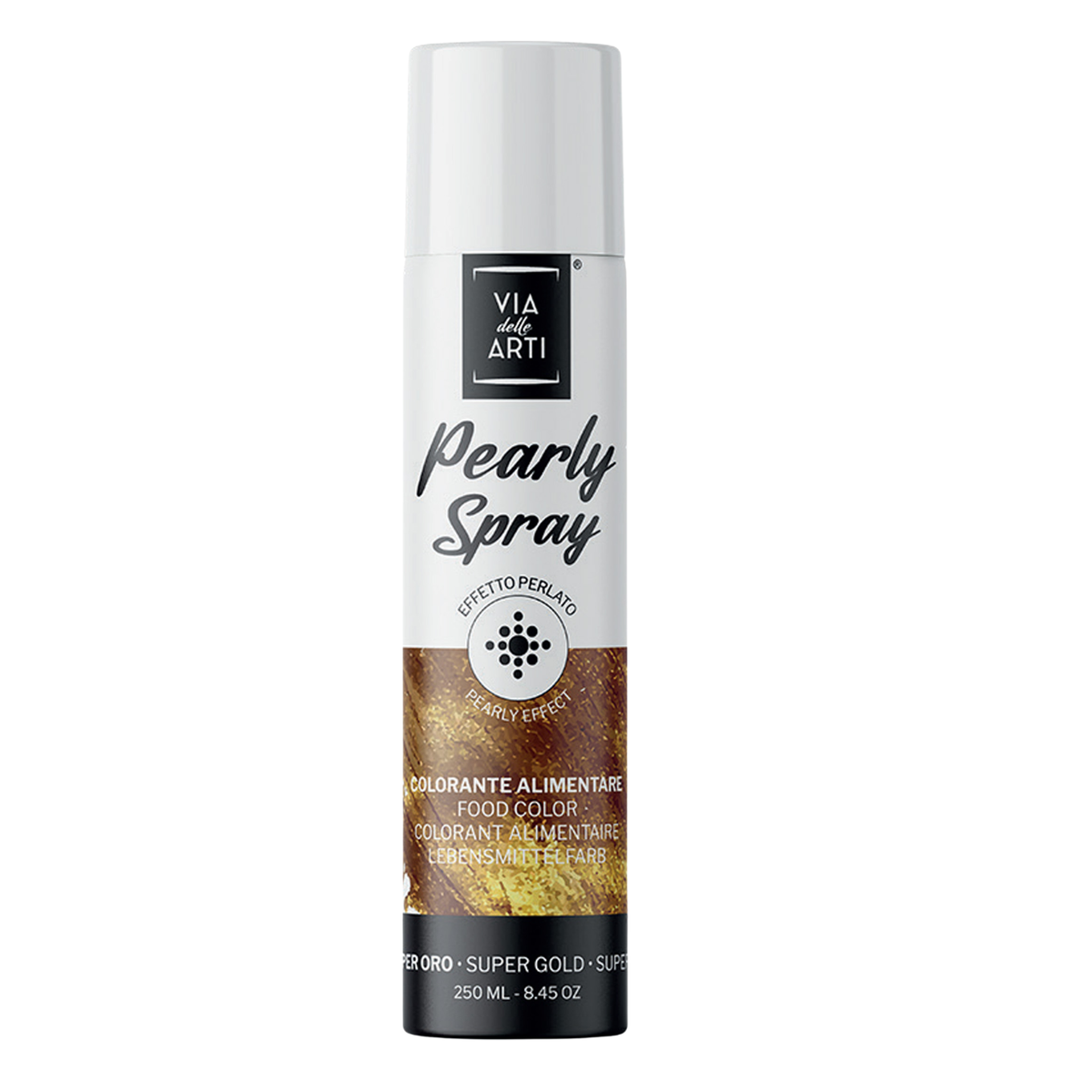 Spray alimentaire effet métallisé duper doré Via delle Arti 250 ml
