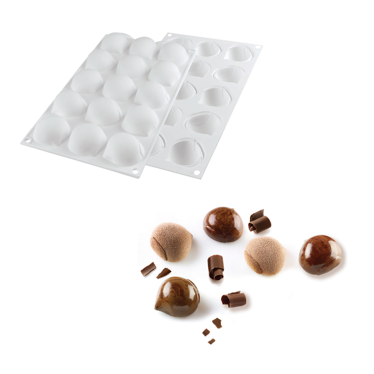 Moule silicone 15 marrons avec entremets individuels