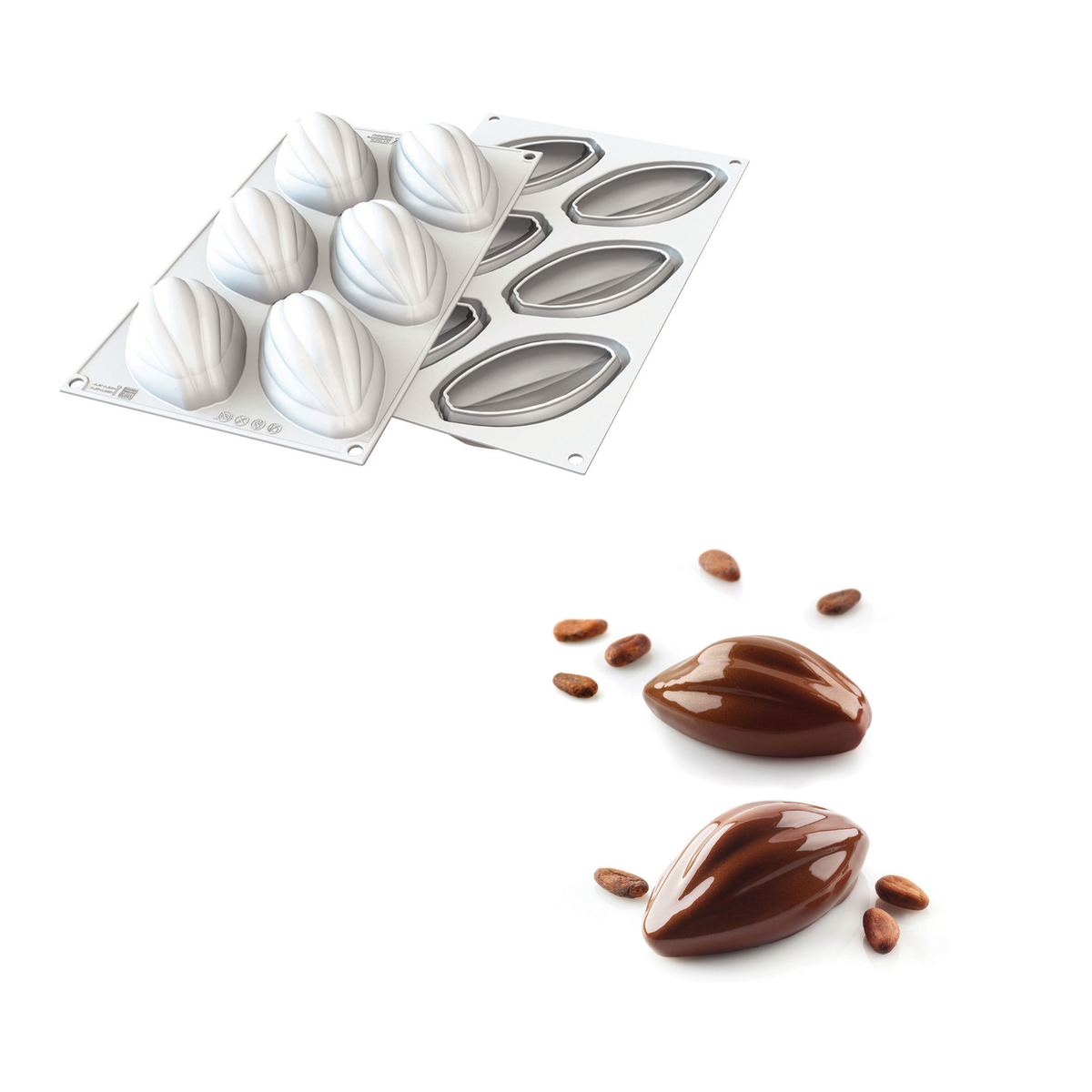 Moule silicone 6 empreintes cabosse de cacao