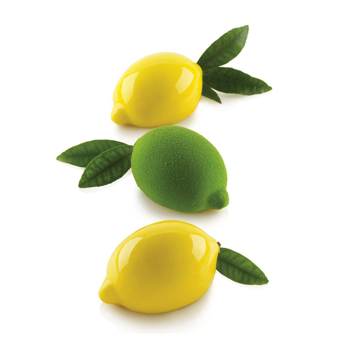 Entremets individuels en forme de citron avec différentes finitions