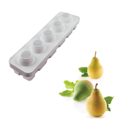 Moule silicone 5 empreintes poire avec entremets en forme de poire