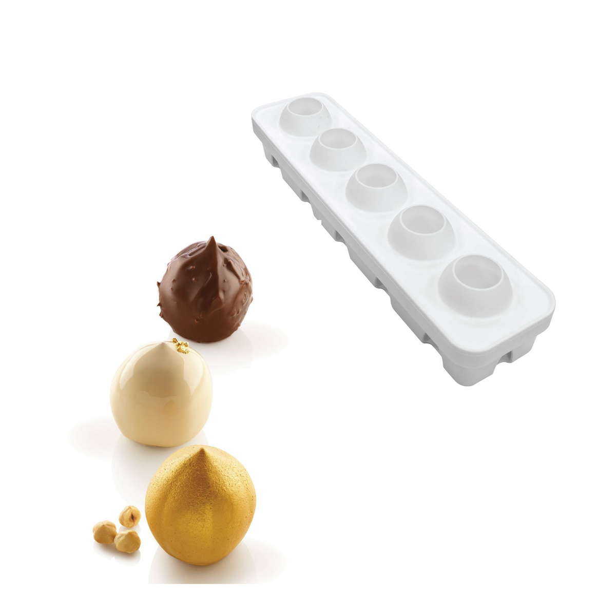 Moule silicone 5 empreintes pour entremets individuels en forme de goutte