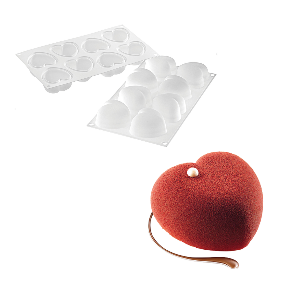 Kit de moules silicone pour entremets en forme de cœur avec insert