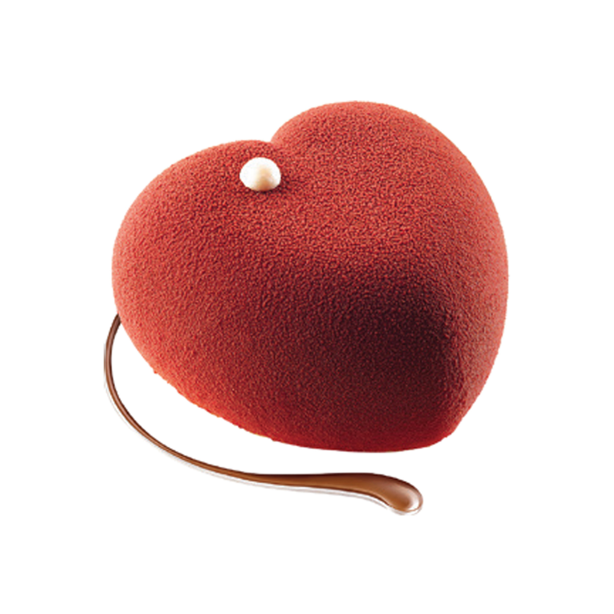 Entremets en forme de cœur finition velours rouge