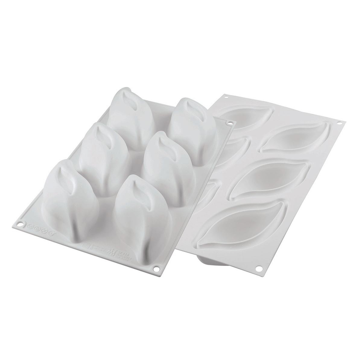 Moule silicone 6 entremets forme pétale vue des empreintes