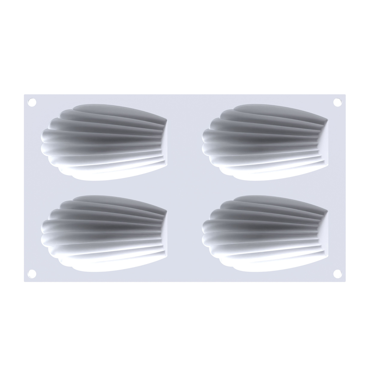 Moule silicone 4 empreintes madeleines vue intérieure