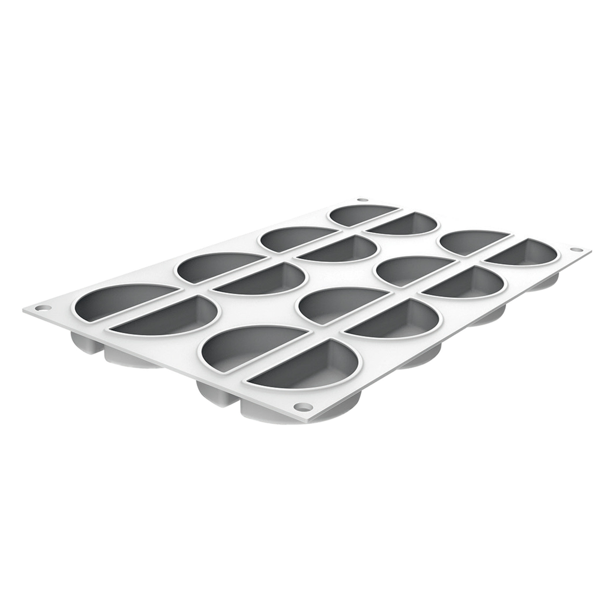 Moule silicone 15 empreintes demi-cercle vue intérieure