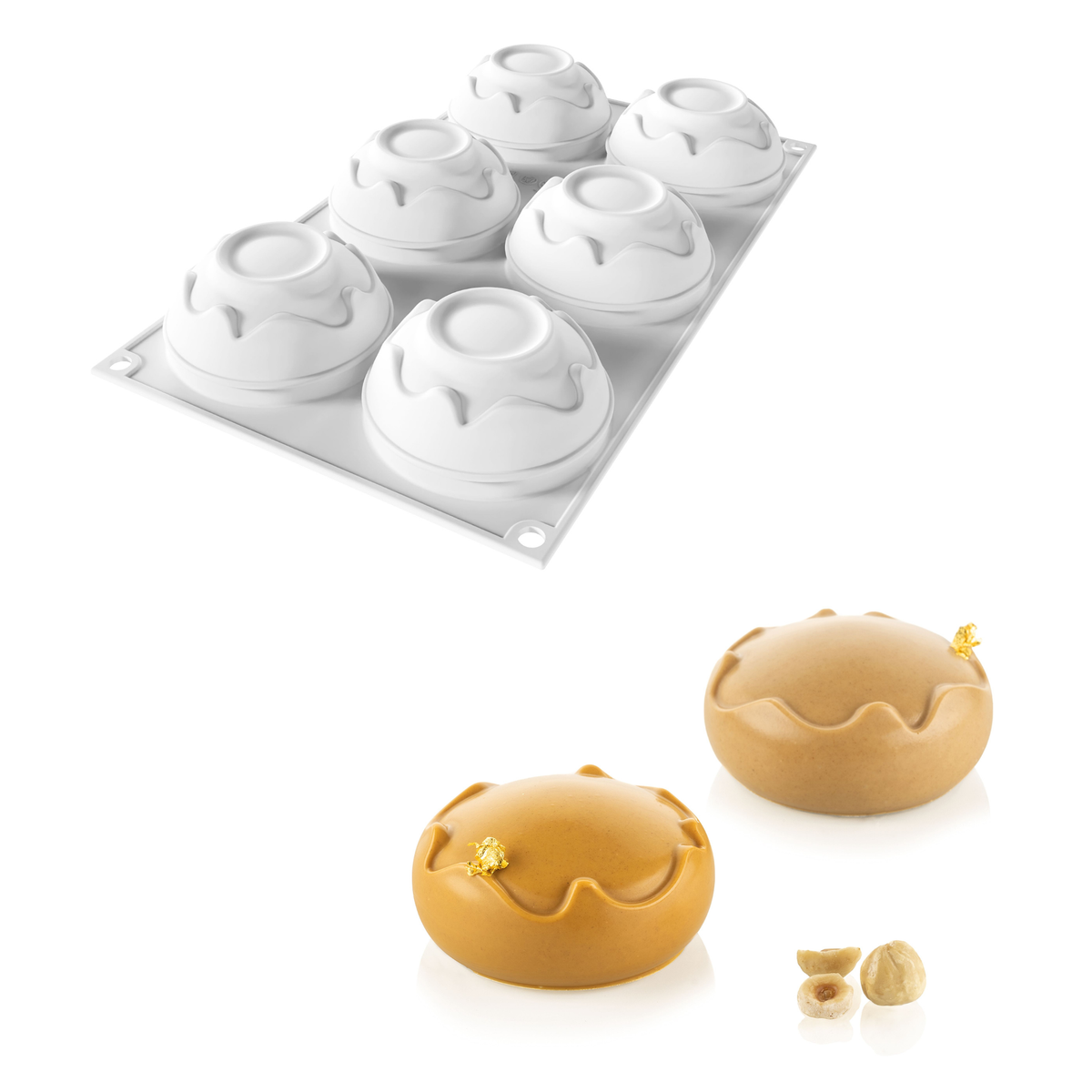 Moule en silicone 6 empreintes rondes pour entremets individuels