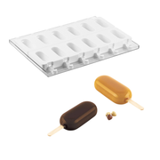 Moule à esquimaux ovales avec deux réalisations chocolat et caramel