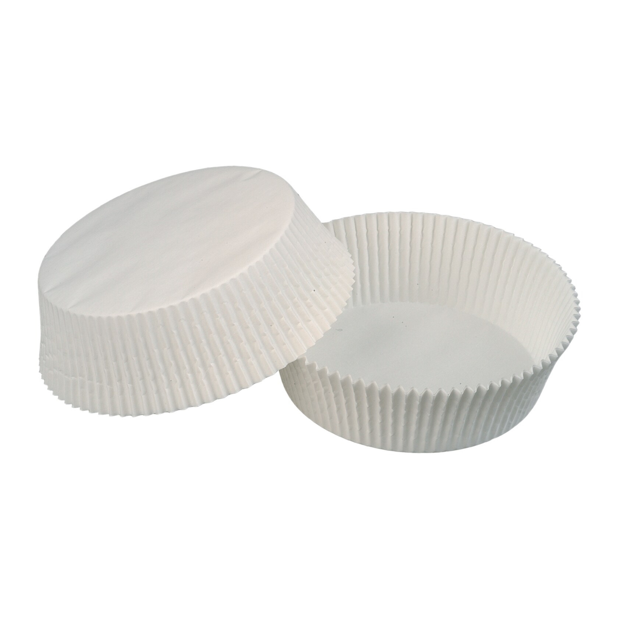 Caissettes pâtissières rondes en papier blanc à bords plissés
