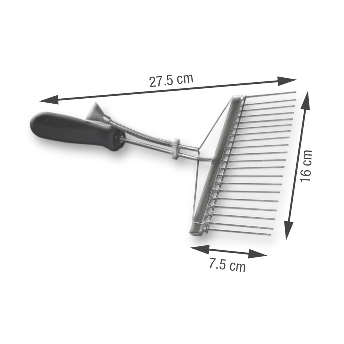 Peigne à chocolat réglable en inox 16 cm avec poignée noire
