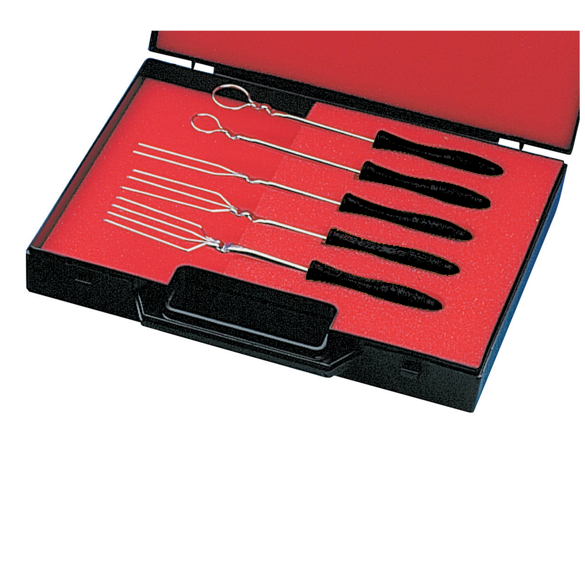 Coffret de 5 fourchettes à chocolat en inox avec poignées noires