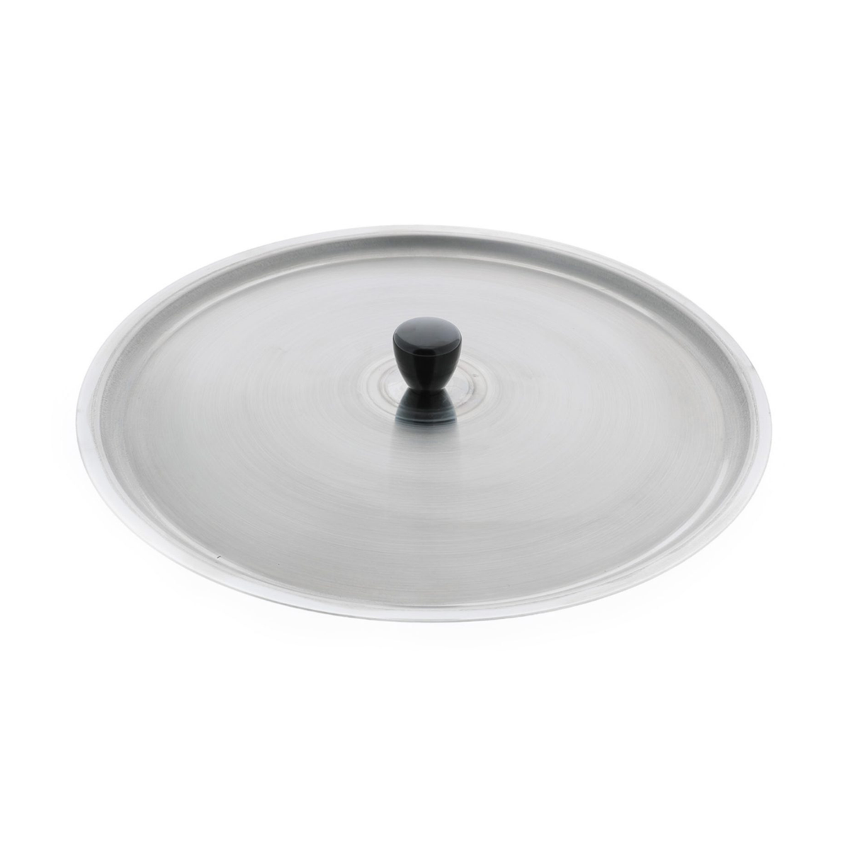 Couvercle rond en inox avec bouton noir