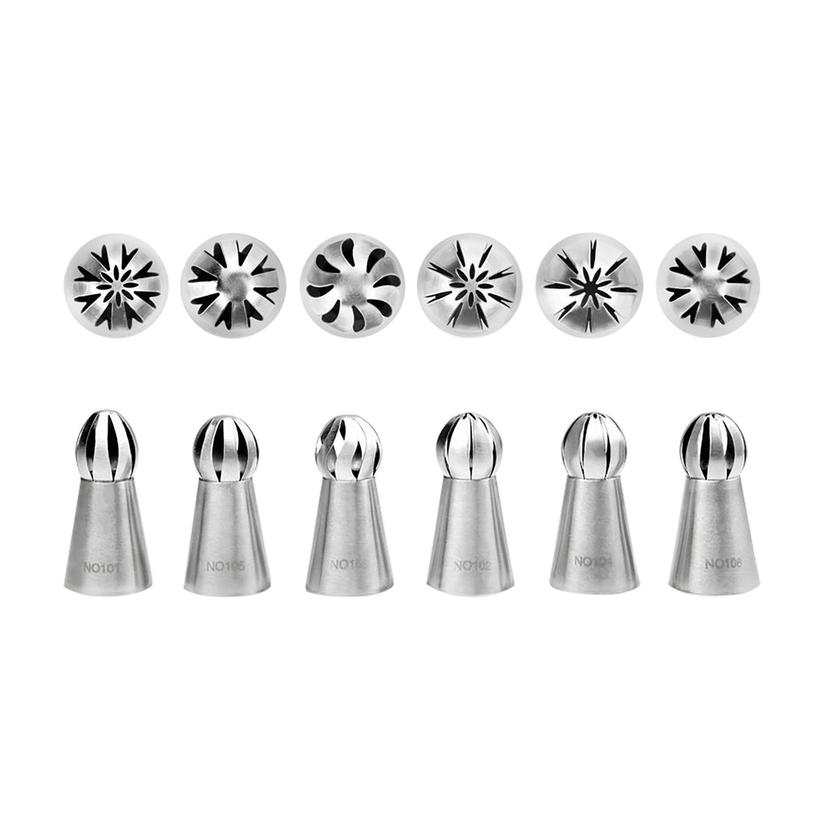 Assortiment de douilles russes en inox pour décorations florales en pâtisserie