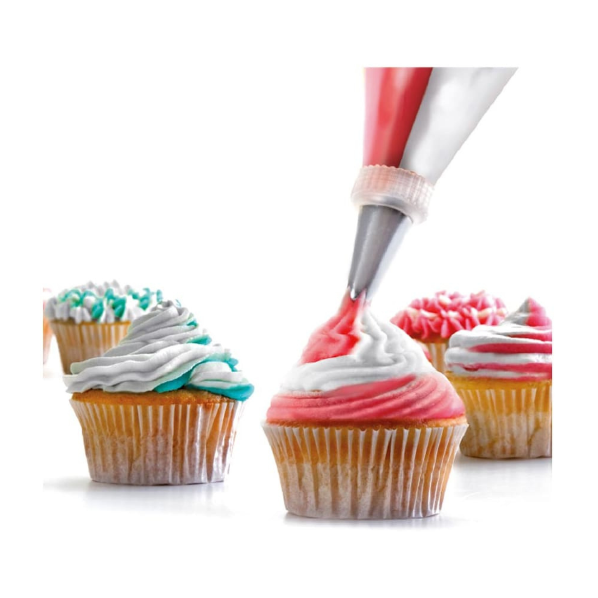 Poche pâtissière bicolore avec douille pour décoration de cupcakes