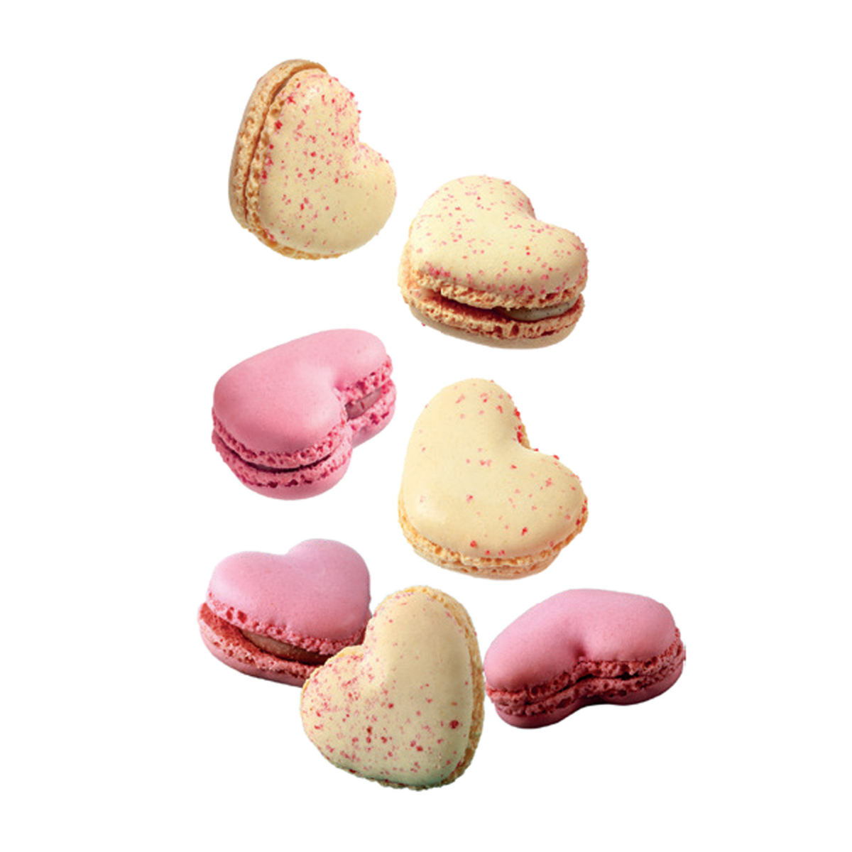 Macarons cœur roses et blancs