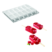Moule à esquimaux 12 empreintes avec entremets rouges sur bâtonnets