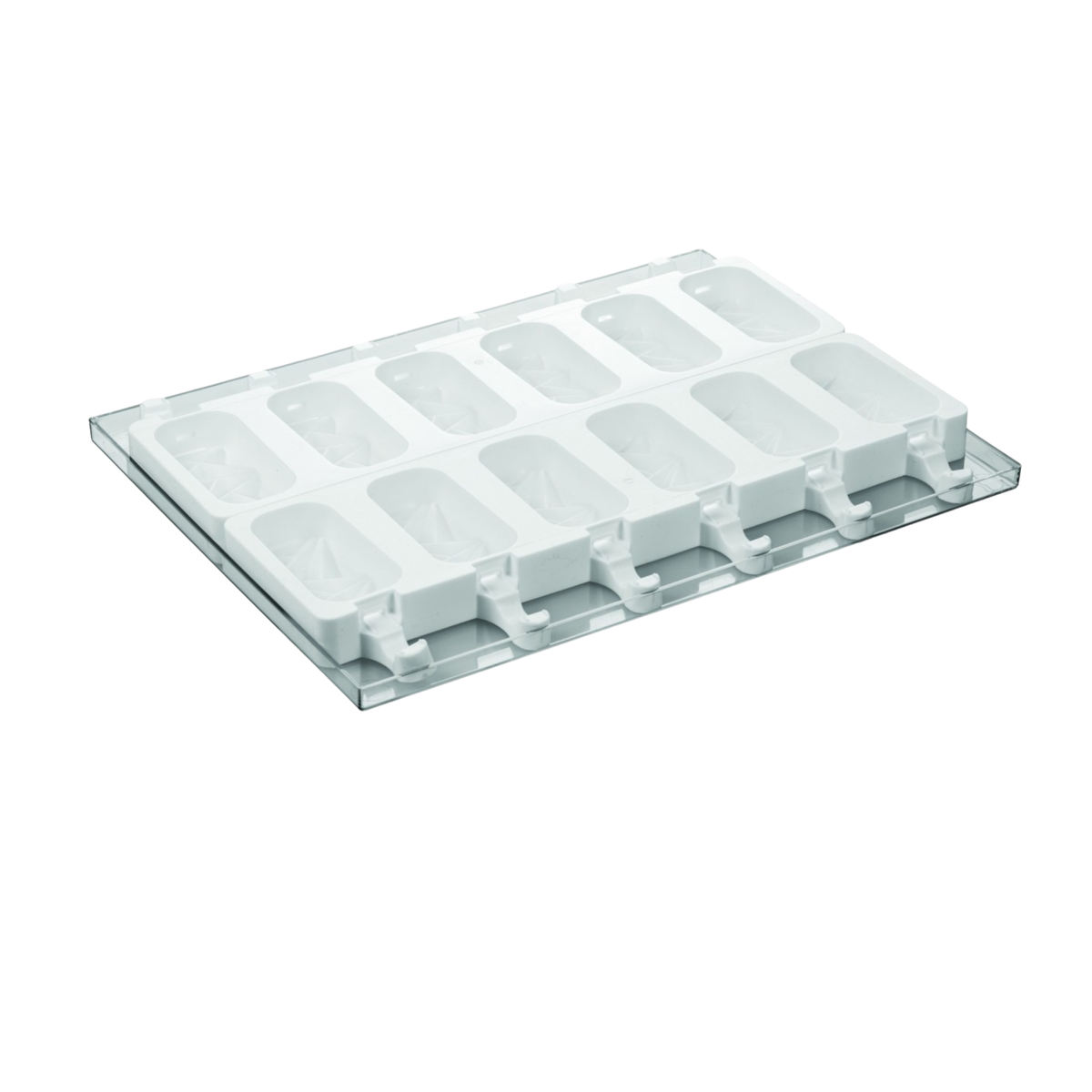 Moule à esquimaux blanc avec 12 empreintes rectangulaires