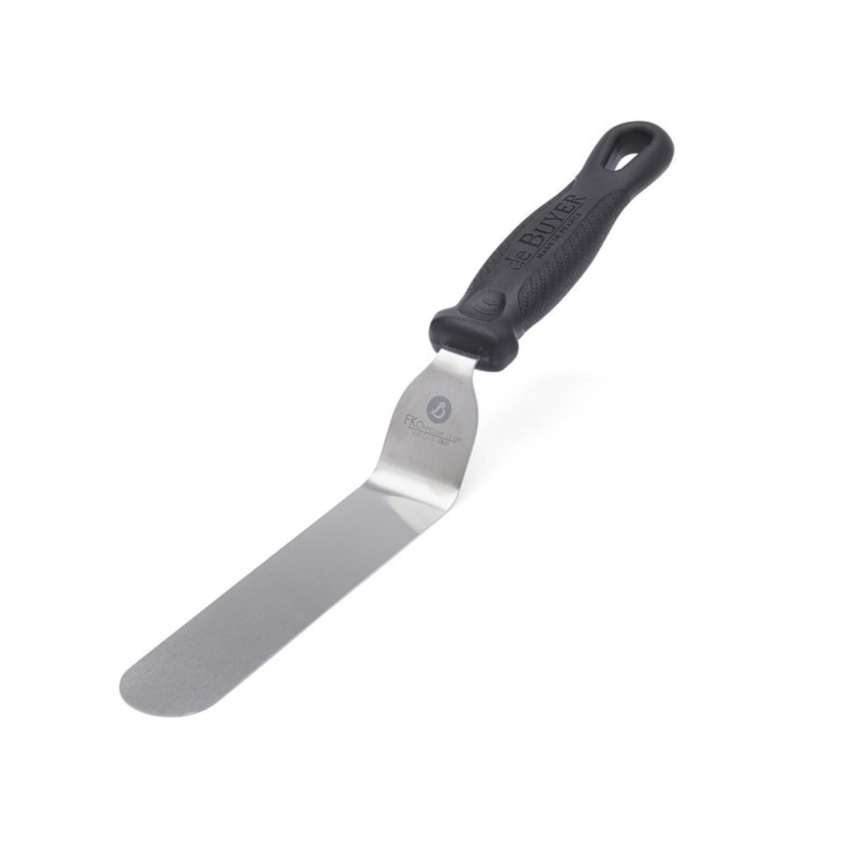 Spatule coudée en inox avec manche noir