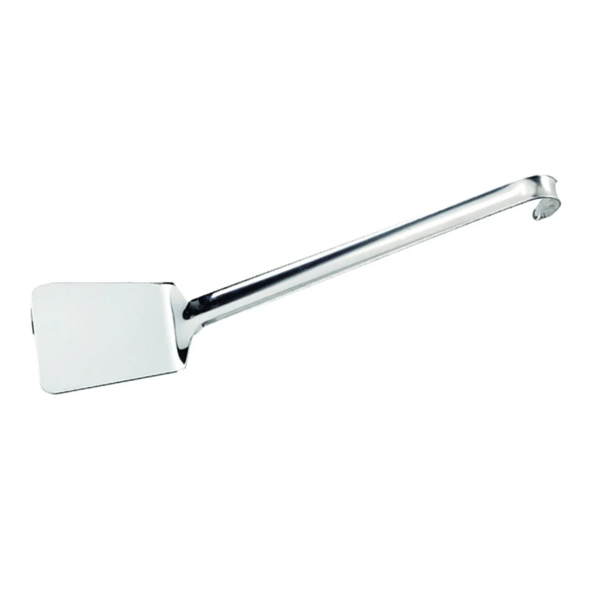 Spatule pleine en inox avec manche à crochet
