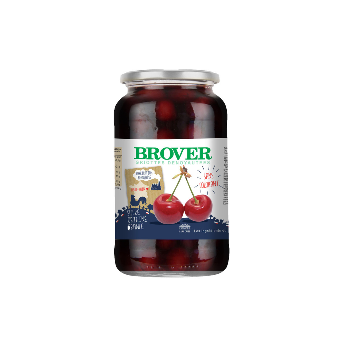 Griottes dénoyautées Brover en bocal
